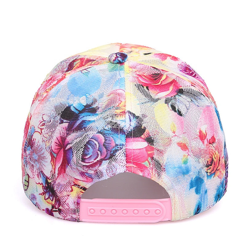 Summer Unisex lace floral print women Baseball Caps  Breathable Mesh Snapback Hats fashion Trucker Hats Cap Female