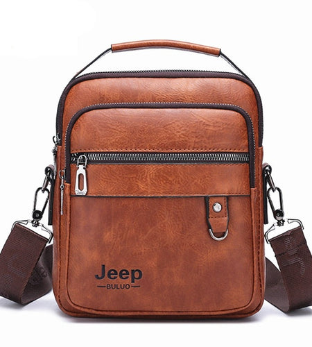 Men Messenger PU Bag Outdoor Multiple Uses Travel Bag Waterproof Phone Shoulder Chest Crossbody Pockets