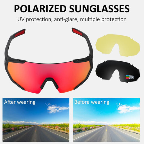 Load image into Gallery viewer, Professional Polarized 3 Lens Cycling Glasses MTB Road Bike Sport Sunglasses Bike Eyewear UV400 Bicycle Goggles
