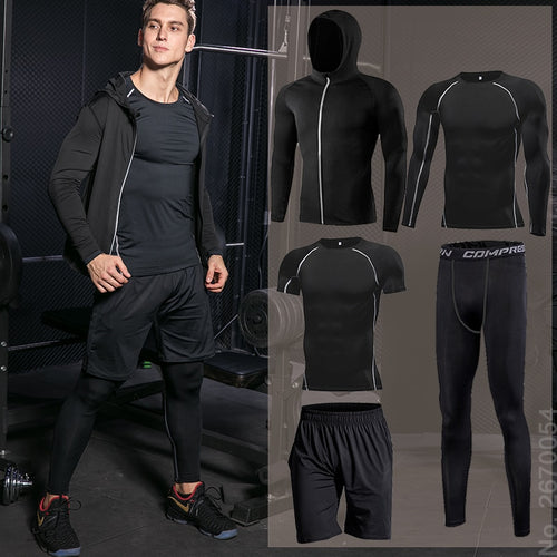 Load image into Gallery viewer, Men&#39;s Tight Running Sport Clothing Fitness Athletic Physical Training Sportswear Suits Workout Jogging Sweatshirt Tracksuit
