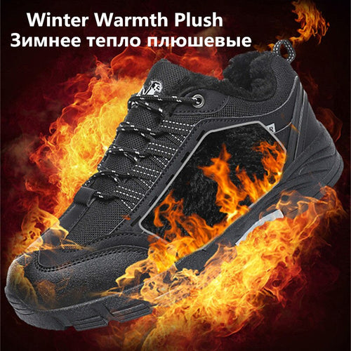 Load image into Gallery viewer, Brand Winter Men Snow Boots Warm Plush Men&#39;s Boots Waterproof Leather Ankle Boots Outdoor Non-slip Men&#39;s Hiking Boots Sneakers

