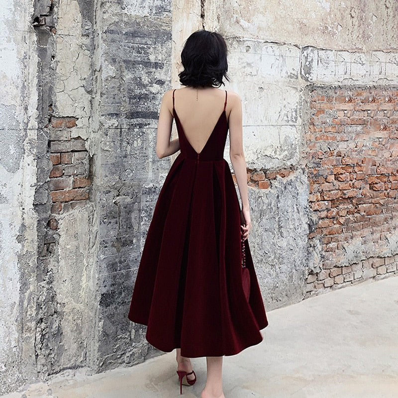 Summer Backless Dress For Women V Neck Spaghetti Strap Sleeveless High Waist Sexy Party Dresses Female Fashion