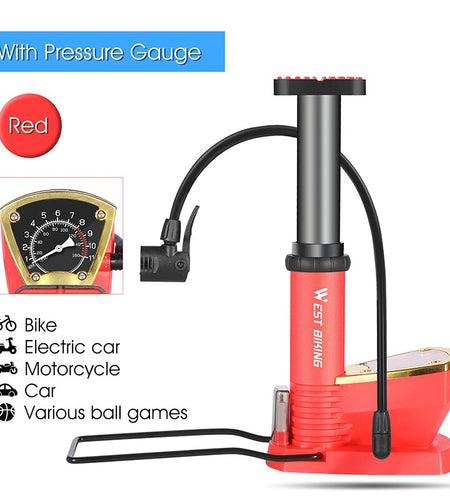 140PSI Bike Floor Pump Gauge Hose Alloy Tire Inflator Presta Schrader Valve Cycling Air Pump MTB Road Bicycle Pump