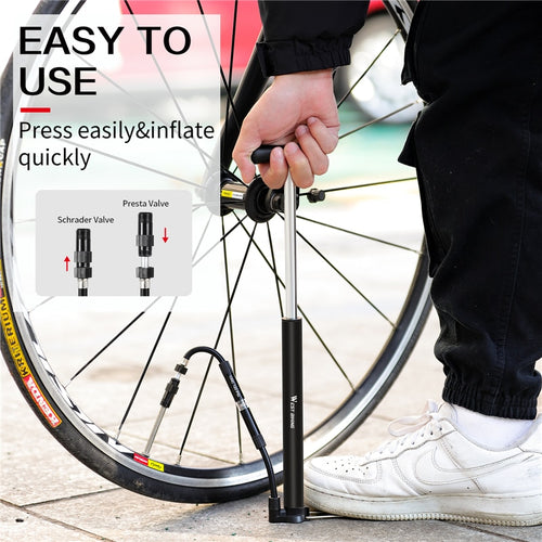 Load image into Gallery viewer, 120PSI High Pressure Bike Foot Pump With Gauge Mini Portable Alloy Pump For Schrader Presta Valve Tire Air Inflator
