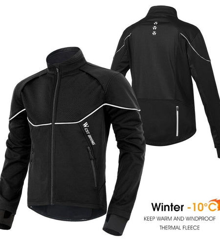 Winter Cycling Jacket Windproof Thermal Fleece Men's Bike Jersey MTB Road Bicycle Riding Running Snowboarding Coat