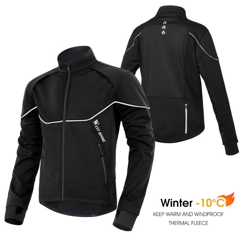 Winter Cycling Jacket Windproof Thermal Fleece Men's Bike Jersey MTB Road Bicycle Riding Running Snowboarding Coat
