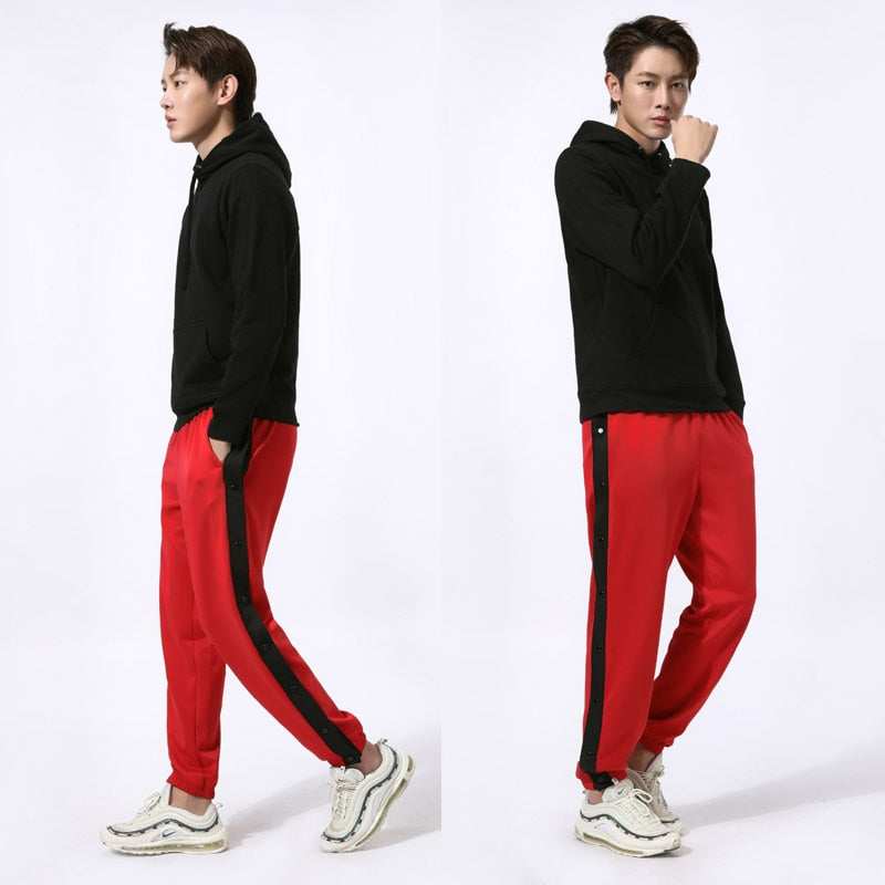 High Quality Men Running Sport Pants Outdoor Fitness Sweatpants with Zipper Pocket Basketball Football Jogging Trousers Black