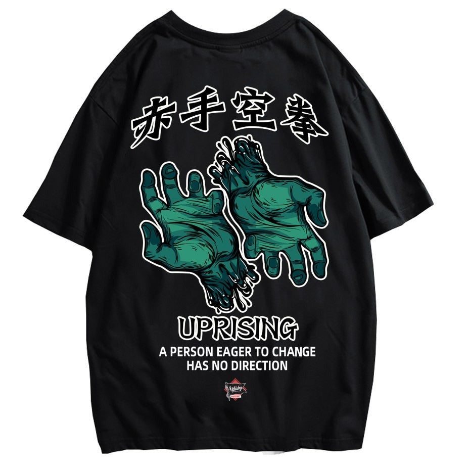 Men Hip Hop T Shirt fight street Picture Retro T-Shirt Streetwear Harajuku Tshirt Oversized Summer Black Tops Tees Cotton