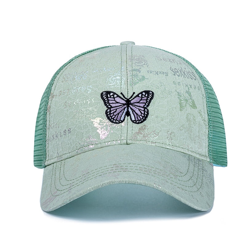 Stylish Women Cap Summer Trucker Hats For Women Fashion Butterfly Embroidery Baseball Cap Outdoor Streetwear Hat Cap