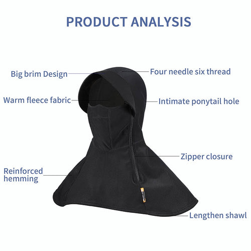 Load image into Gallery viewer, Winter Big Brim Headgear Motorcycle Cycling Balaclava Hood Warm Fleece Windproof Ski Fishing Women Men Bike Hat Cap
