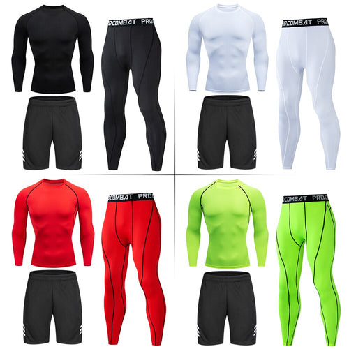 Load image into Gallery viewer, Tight Sportswear Men&#39;s Compression Sport Clothing Suit Gym Leggings Tshirt Rashguard MMA Male Shirts Fitness Sweatshirt Sets
