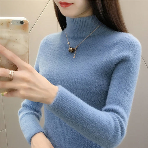 Load image into Gallery viewer, High Quality Faux Fur Women Knitted Sweater Winter Warm Turtleneck Pullover Female Top Casual Thick Korean Loose Jumper
