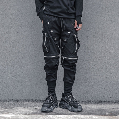 Load image into Gallery viewer, Tactical Functional Cargo Pants Joggers Men Zipper Multi-pocket Trousers Detachable Hip Hop Streetwear Pant Black WB232
