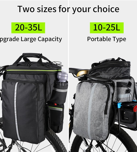 3 In 1 Bicycle Trunk Bag Mountain Bike Bag Cycling Double Side Rear Rack Seat Luggage Carrier Panniers Shoulder Bag