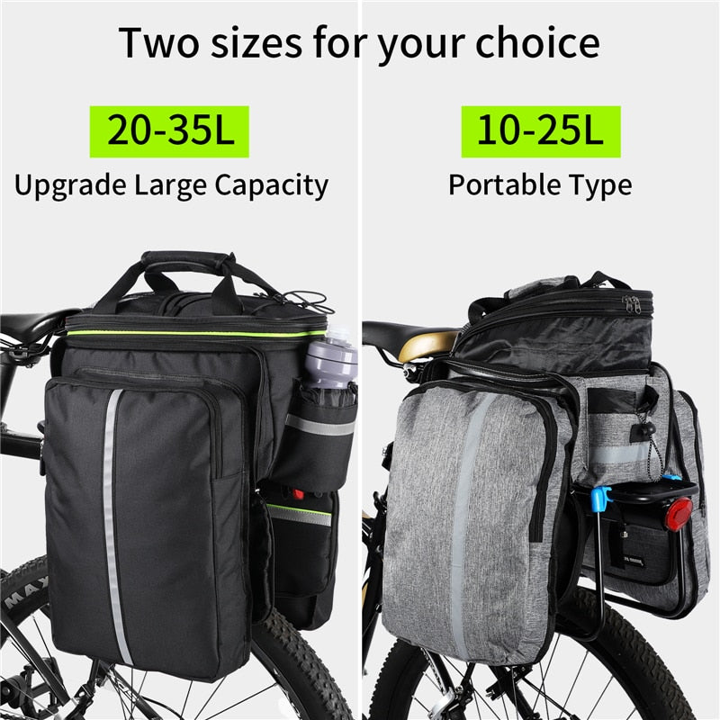 3 In 1 Bicycle Trunk Bag Mountain Bike Bag Cycling Double Side Rear Rack Seat Luggage Carrier Panniers Shoulder Bag