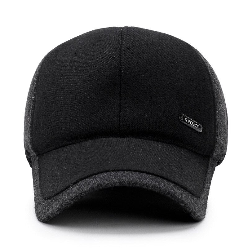 Winter Ears Protected Men Woolen Baseball Cap Women Patchwork Thicker Snapback Sunhat Outdoor Hip Hop Baseball Hats Casquette