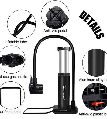 Ultra-light MTB Road Bike Pump Portable Cycling Air Inflator Foot Pump 100/120Psi High Pressure Bicycle Tire Pump