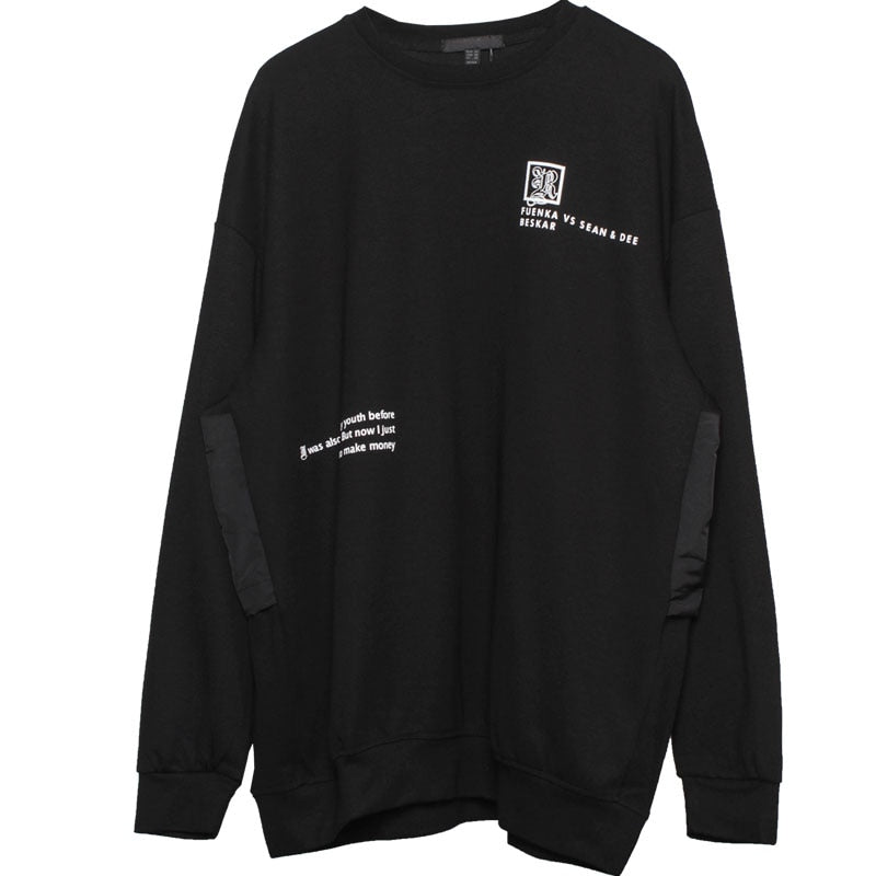 Men Patchwork Printed Sweatshirt Streetwear Fashion Harajuku O-Neck Pullover Loose Tops WB311