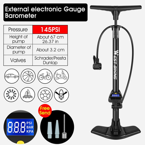 Load image into Gallery viewer, Bike Floor Pump With Accurate Electronic Barometer Gauge Cycling Accessories Presta Schrader MTB Road Bicycle Pump
