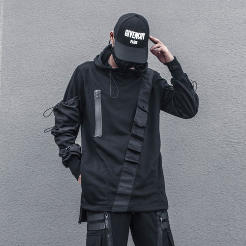 Load image into Gallery viewer, Techwear Harajuku Hoodie and Sweatshirt Men Autumn Multi-pocket Cotton Pullover Hip Hop Streetwear Hoodies Black WB224
