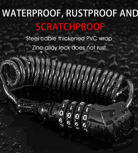 Bicycle Helmet Lock 4 Digit Password Mini Anti-theft Bike Lock For Motorcycle Bicycle Scooter Cycling Bag Cable Lock