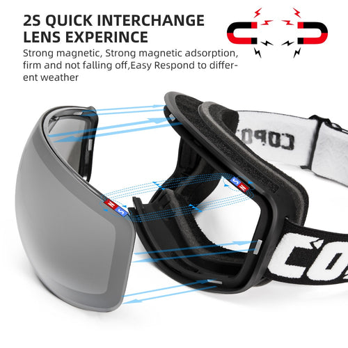 Load image into Gallery viewer, Snowboard ski goggles UV400 Protection Magnet adsorption anti-fog lens TPU ski glasses Snow Skiing Glasses big Mask
