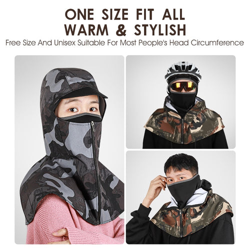 Load image into Gallery viewer, 2 in 1 Winter Warm Cycling Cap Tactical Soldier Hood Fleece Windproof Balaclava Motorcycle Headgear Bicycle Ski Cap
