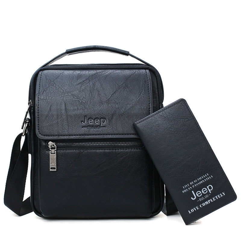 Men Leather Shoulder Bag 2 piece set Handbags Business Casual Messenger Bag Crossbody Male Tote Bags High Quality