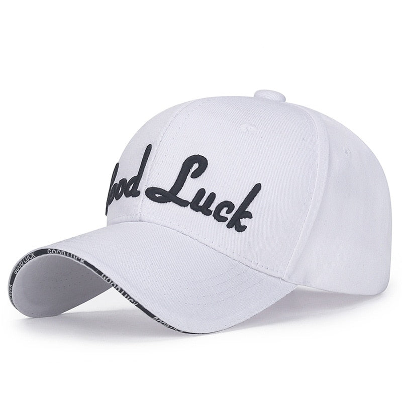 Fashion Women Men Cotton Baseball Caps Male Lady Cool Letter Good Luck Embroidery Sport Visors Snapback Hat For Women Men