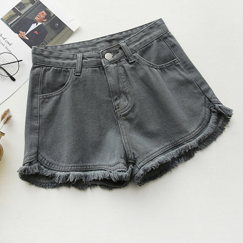 Load image into Gallery viewer, Sexy Tassel Women Denim Shorts Fashion Summer Slim Korean Chic Girl Ankle-Length Pants Black Jeans Washed Street Wear
