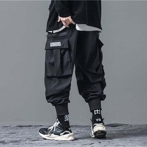 Load image into Gallery viewer, Winter Fleece Harem Pants Men Streetwear Joggers High Street Pockets Male Streetwear Black Harajuku WB029
