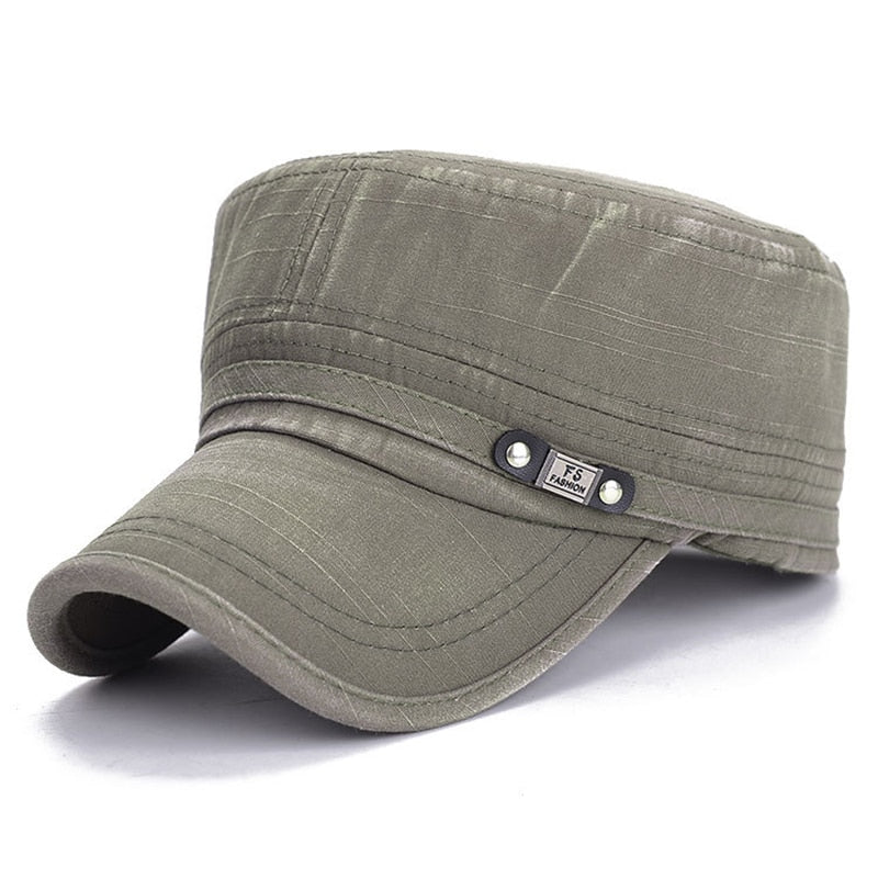 Men Military Hat Vintage Cap Spring Summer Solid Flat Top Cotton Solid Sunhat Adjustable Women Sports Denim Cap Hip Hop Dad Hat