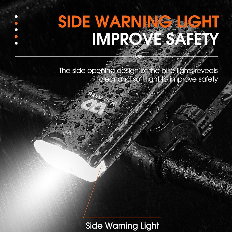 Professional Bicycle Light Waterproof USB Rechargeable Cycling Flashlight MTB Road Bike LED Headlight Rear Lamp