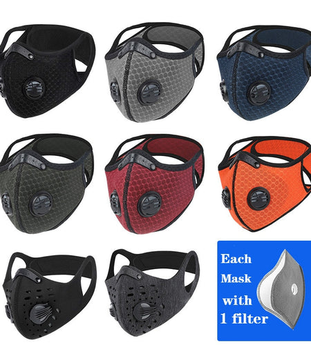 Sport Face Mask With Activated Carbon Filter PM 2.5 Anti Pollution Mask Training Running Anti-dust Cycling Mask