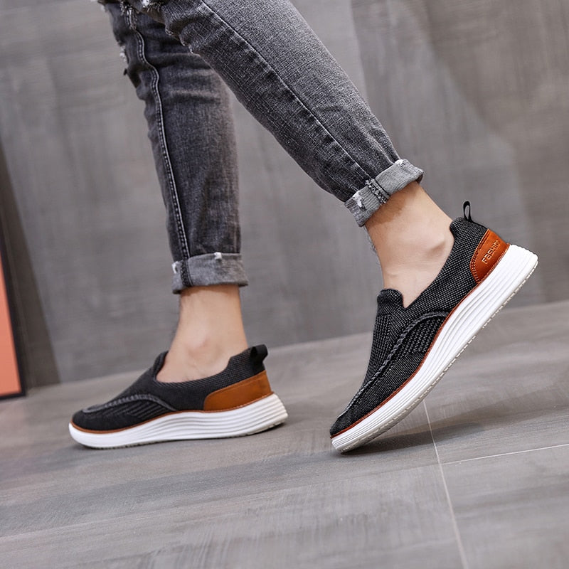 Autumn Men's Mesh Boat Shoes Breathable Fashion Casual Shoes Soft Driving Shoes Lightweigh Slip-On Loafers Zapatos Hombre
