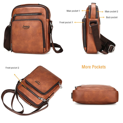 Load image into Gallery viewer, Men Leather Shoulder Bag 2 piece set Handbags Business Casual Messenger Bag Crossbody Male Tote Bags High Quality
