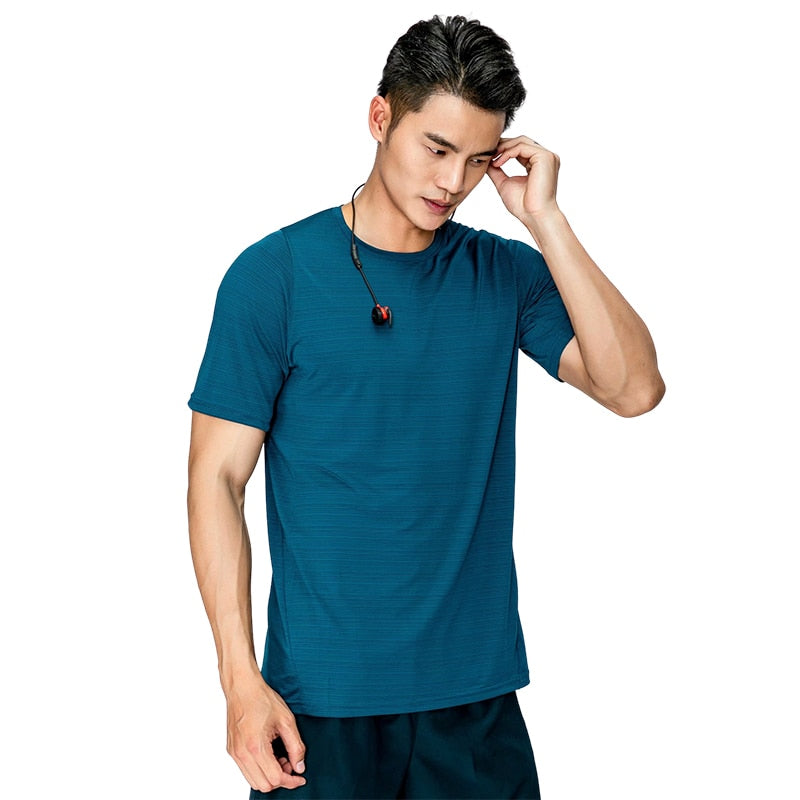 Men's T-shirt fitness bodybuilding street short-sleeved casual Running Sport Skinny Short Tee Shirt Male Gym Fitness