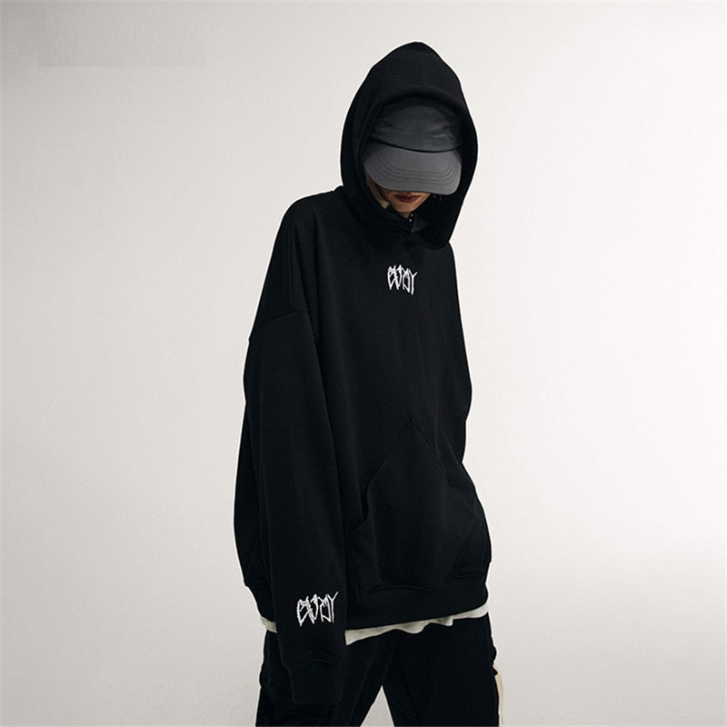 Loose Oversized Hoodie Sweatshirt 2021 Autumn Black Pullover Men Harajuku Hoodies Hip Hop Streetwear WB306