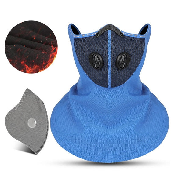 Sport Cycling Headwear Winter Balaclava Face Cover With Activated Carbon Filter Ski Motorcycle Fleece Head Cap Hat