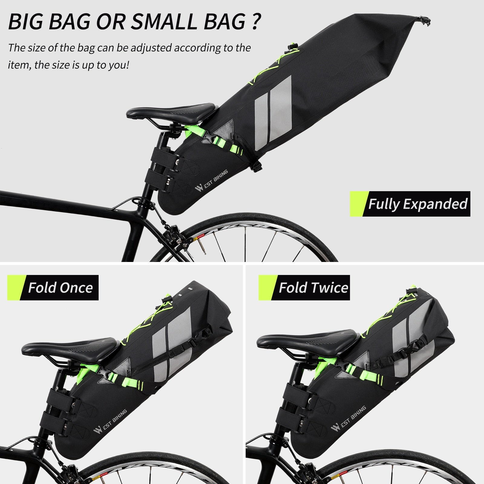 10L 17L Bike Saddle Bag Large Capacity Foldable Cycling Bag Waterproof Reflective MTB Road Bicycle Trunk Pannier