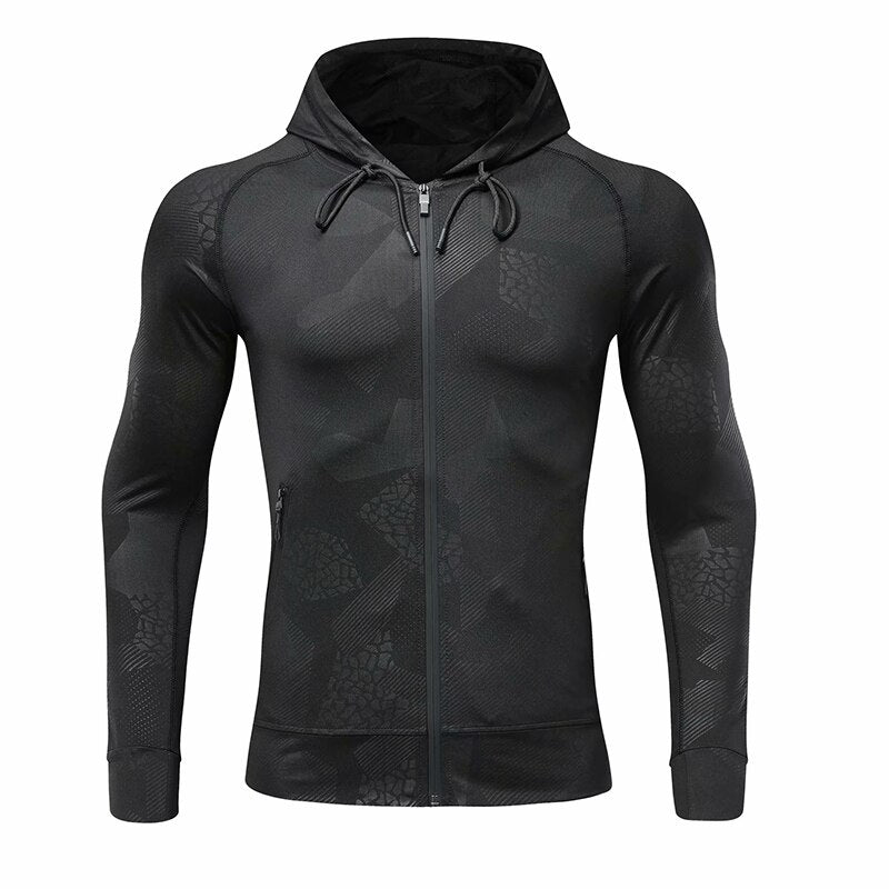 Men Camouflage Tops Running Jacket Sport Fitness Long Sleeves Hooded Tight Gym Soccer Basketball Outdoor Training Jogging Hoodie