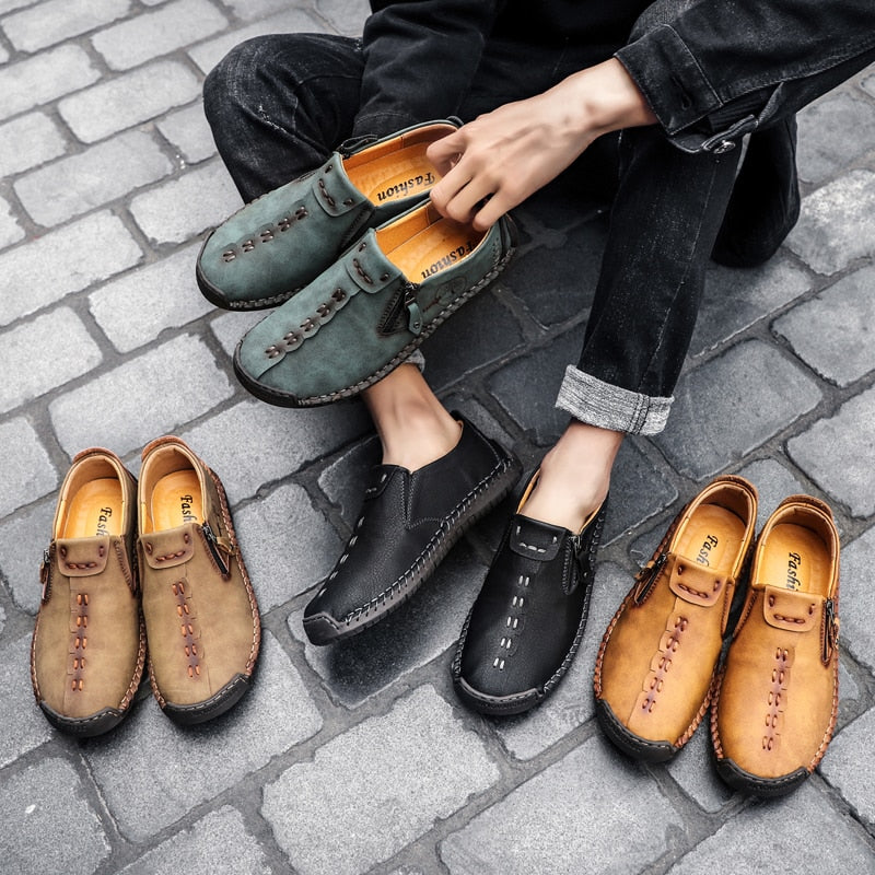 Handmade Men's Casual Shoes Leather Men's Moccasins Loafers Outdoor Men Driving Shoes Non-slip Men's Sneakers Zapatillas Hombre