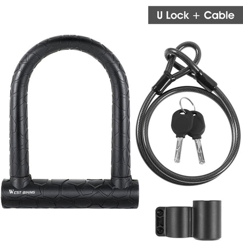 Load image into Gallery viewer, Anti-Theft Secure Bike Lock Steel MTB Road Bicycle Cable U Lock With 2 Keys Motorcycle Scooter Cycling Accessories
