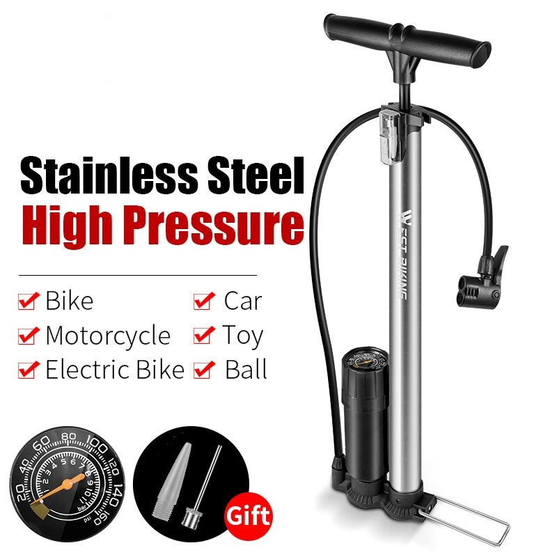 160PSI Bike Floor Pump High Pressure Gauge Air Inflator Cycling Accessories Presta Schrader MTB Road Bicycle Pump