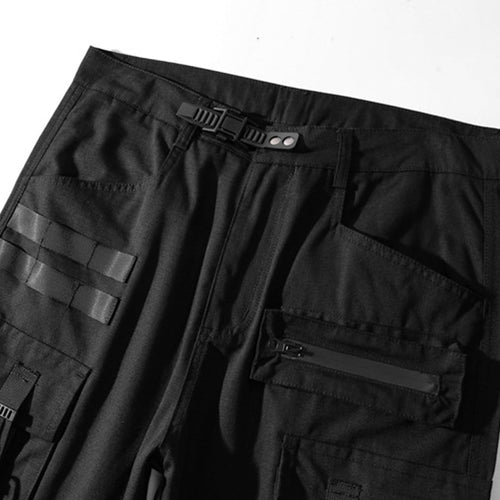 Load image into Gallery viewer, Tactical Functional Cargo Pants Joggers Men Black Ribbon Design Trousers Hip Hop Streetwear Multi-pocket Pants Techwear WB351
