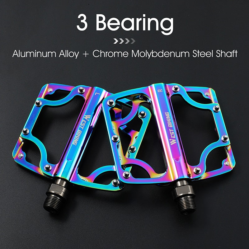 Colorful Bicycle Pedals 3 Bearings CNC Ultralight MTB Road Bike Part Anti-slip Flat BMX Pedals Cycling Accessories