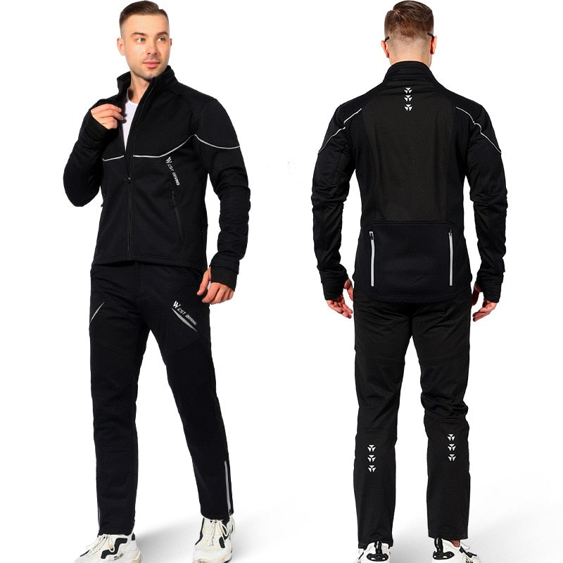 Winter Thermal Cycling Suit Men Women Windproof Bike Jersey Running Ski Snowboard Jacket Coat Pants M-3XL Sportswear