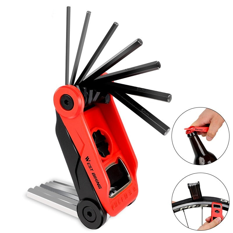 Bicycle Tools Kit Cycling Repair Hex Allen Wrench Bottle Opener Tire Lever Multitool Set MTB Road Bike Repair Tool