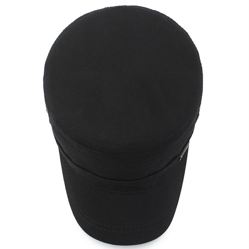 Solid Brand Men's Military Hats All Cotton Women Flat Top Army Cap Adjustable Baseball Caps Outdoor Men's Cap