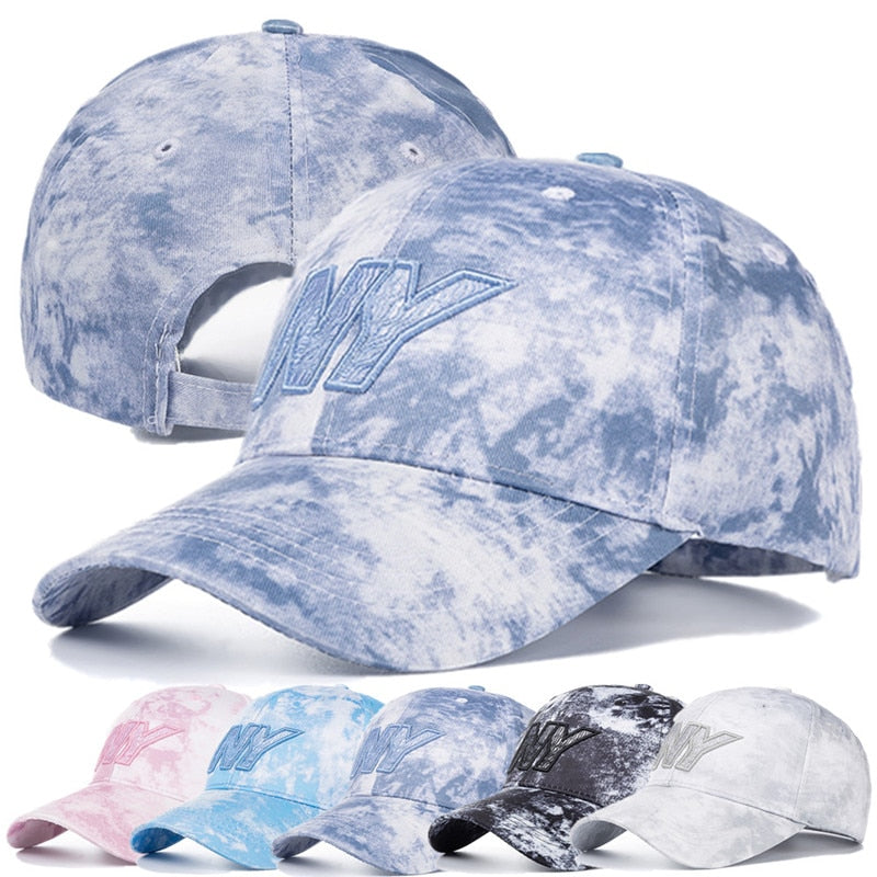 Women Summer Cloud Pattern NY Letter Embroidery Cotton Baseball Cap Casual Adjustable Hats For Women Outdoor Fashion Cap